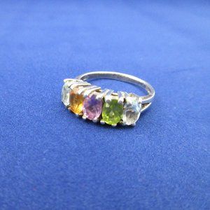 Sterling ring, with multi-colored stones